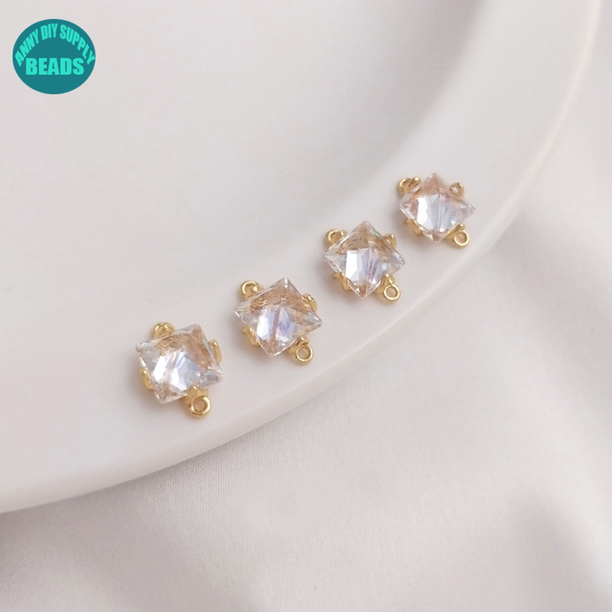 14K Real Gold Plated Cubic CZ Connector,Tiny CZ connector – Annies ...