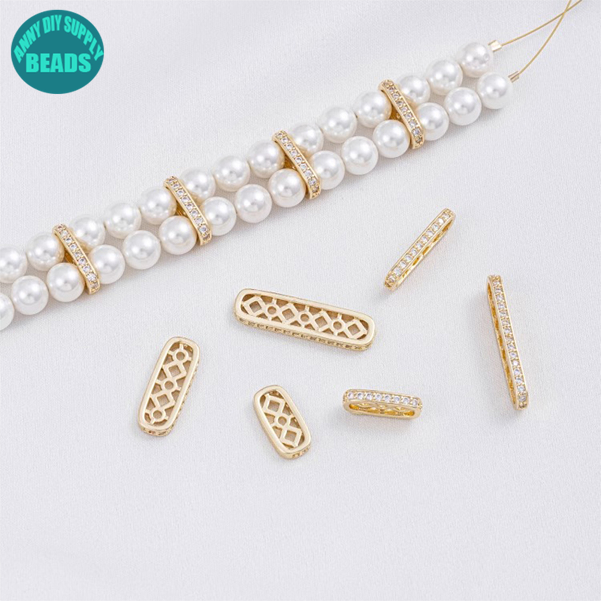 5.2mm 14K Real Gold Plated Brass Spacer Beads,2 Hole Spacer Bars